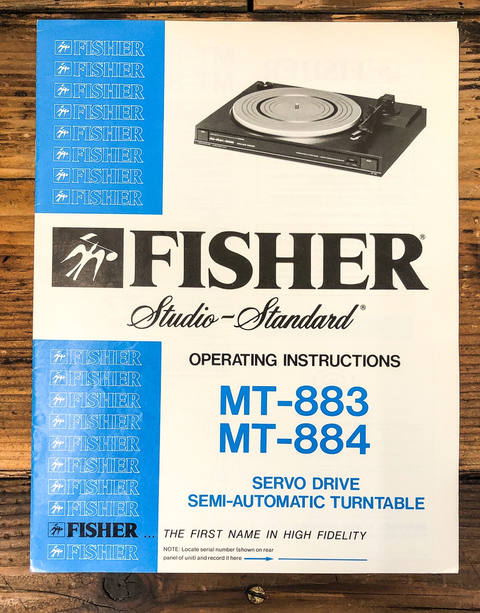 Fisher MT-883 MT-884 Record Player / Turntable Owners / User Manual *Original*