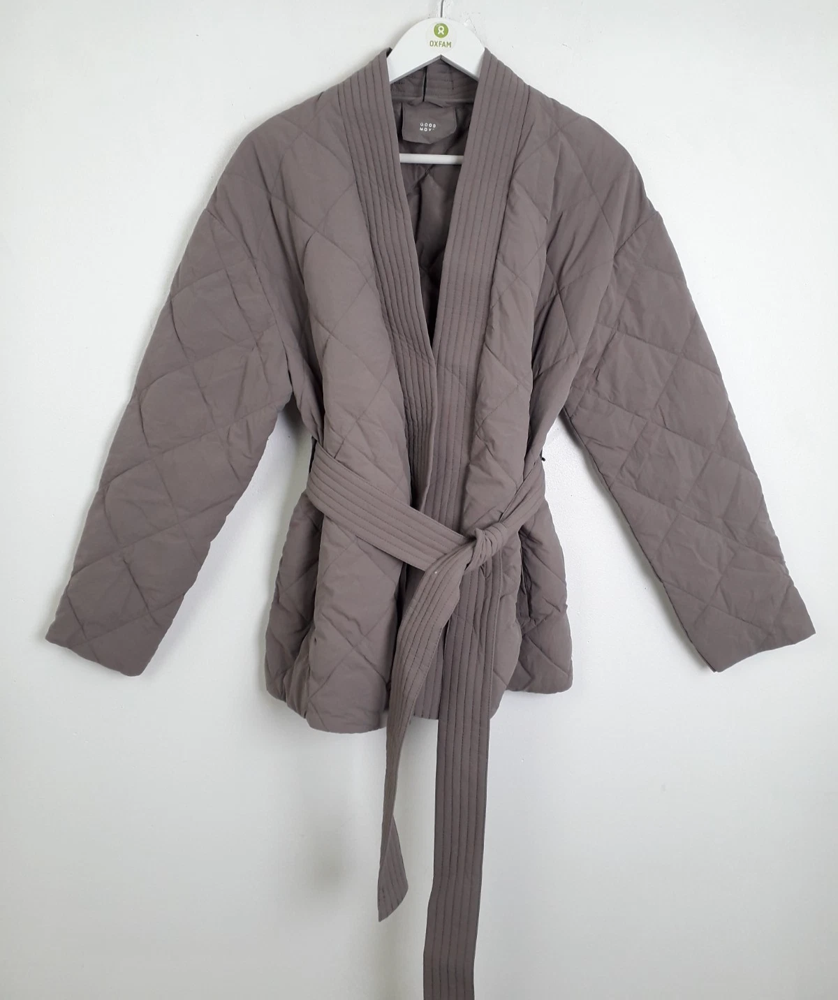 Goodmove Women's Jacket Water-Resistant Quilted Belted Collarless Pockets NEW