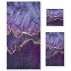 Purple Marble Bath Towels Set,Ultra Soft 3 Piece Abstract Gold Texture Aesthe...