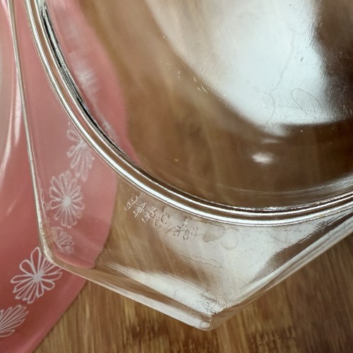 Pyrex Pink Daisy 043 Oval Auflaufform mit Glasdeckel 1 1/2 QT Schüssel - Bild 17 von 21