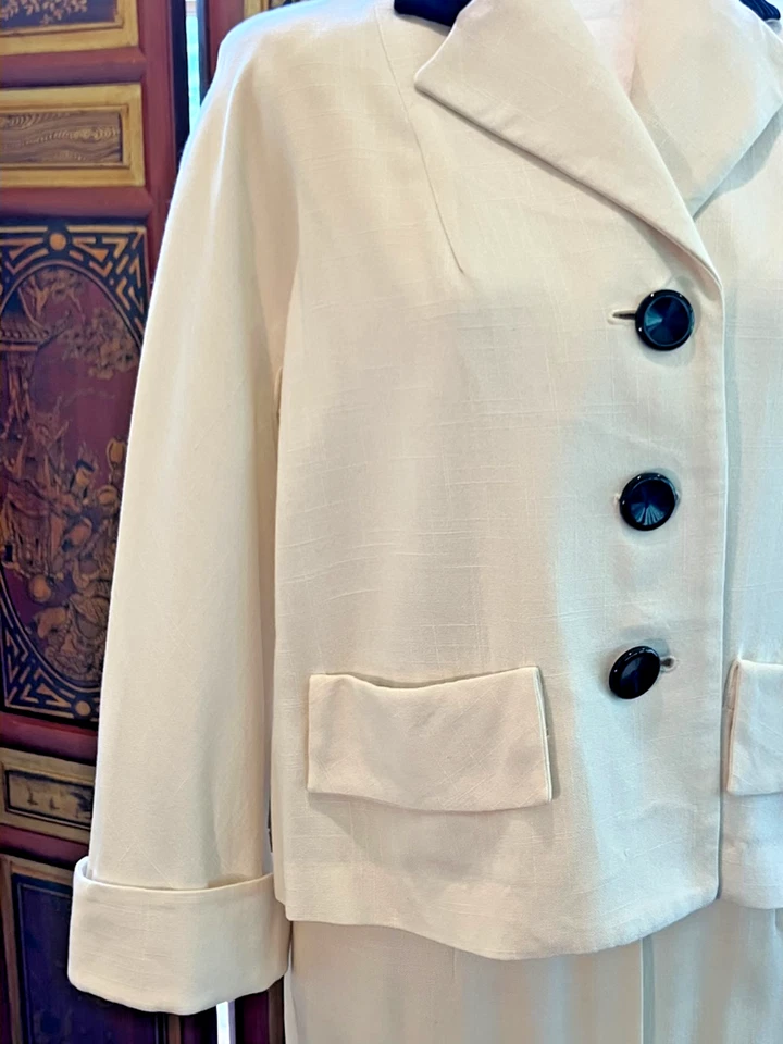 Falda traje vintage años 60 damas diseñador mezcla lino Tabak of California elegante Foto 2 de 4