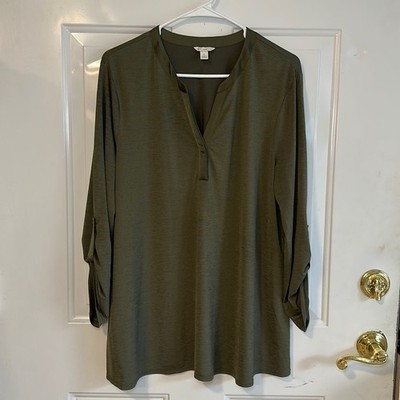 Cato Est. 1946 Women's 3/4 Sleeve Green Sheer Blouse Size Large
