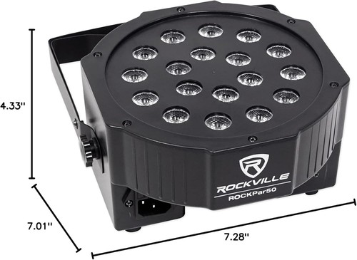 Rockville RockPAR50 18W LED RGB Par Can Wash Light with DMX, Black - Picture 9 of 9