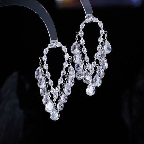 Mädchen Ohrringe Funkelnde Perlen Quaste für Party Abschlussball Schmuck Geburtstagsgeschenk Neu - Bild 7 von 18