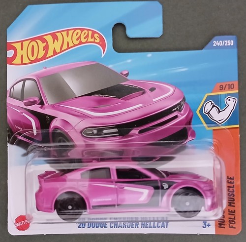 HOT WHEELS 2025 '20 DODGE CHARGER HELLCAT, PINK, SHORT CARD.