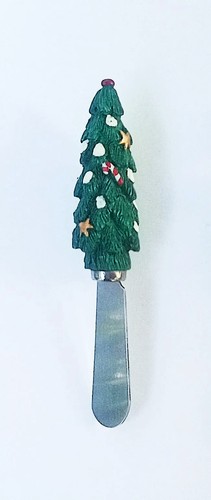 Christmas Cheese Spreaders Resin Stainless Steel Holiday Knives Set of 4 - Picture 8 of 8