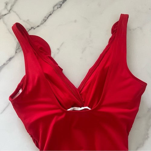 Ralph Lauren Ruffled Surplice One-Piece swimsuit Red size 10 Summer resort wear - Picture 8 of 11
