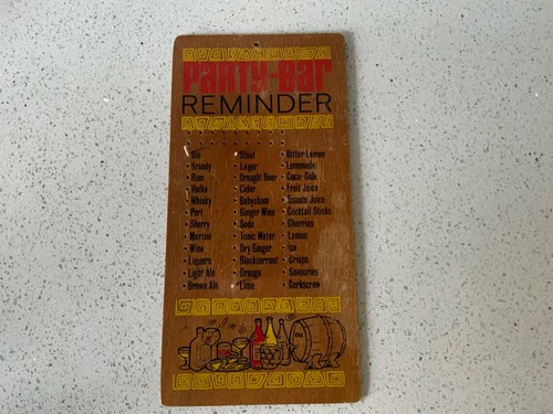 Vintage Wooden Shopping Reminder party bar drinks list man cave 1960s-70s