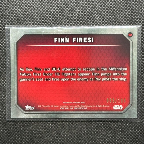 2015 Topps Star Wars The Force Awakens Finn Fires! #92 Gold Parallel /100 - Picture 2 of 6