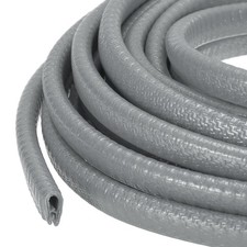19.7 ft x 10mm x 7mm Rubber Edge Trim Guard with Metal Clips, Gray