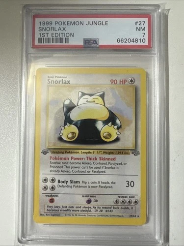 Pokémon 1st Edition Snorlax 27/64 Jungle Regular PSA 7