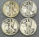 1918 x 3, 1918-S Walking Liberty Silver Half Dollar lot of 4 coins #J192