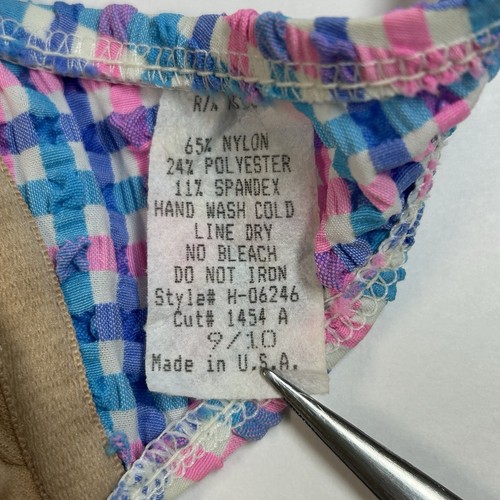 Vintage Hobie S/M Pink Blue Gingham Plaid Two Piece Bikini Swimsuit 90s Beach - Picture 18 of 19