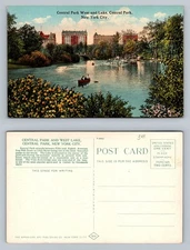 New York, NY-New York, Central Park West Lake Rowboats Vintage Postcard
