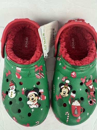 Crocs Mickey Mouse Christmas Holiday Lined Clogs Size Toddler Kid C11 - NWT - Picture 2 of 5