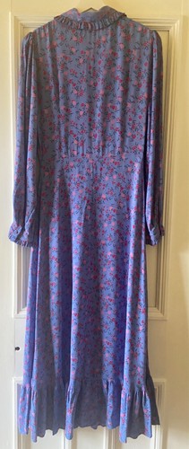 Ghost ANOUK Cornflower Blue Floral Print Ruffle Hem Midi Dress S UK 10 US 6 - Picture 8 of 9