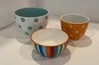 Polka Dot & Stripe Bowl Set of 3 Orange & White Dots White & Blue Dots Striped