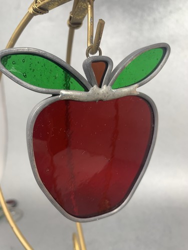 Stained Glass Apple Farm Fruit Suncatcher Window Hanging Vintage HOMEMADE - Picture 8 of 10