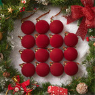 15Pcs Red Velvet Christmas Balls 3.15" Ornaments for Christmas Tree HolidayDecor