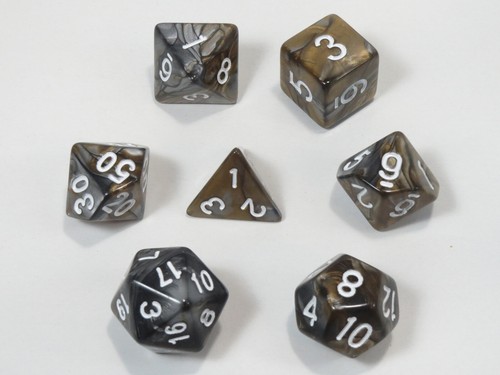 NEW Style ! RPG Dice Set of 7 - Meteorite Gold / Silver - Picture 1 of 10