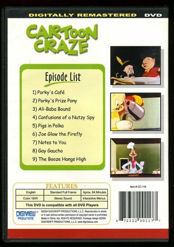 CARTOON CRAZE Porky Pig DVD 9 Classic Cartoons On This Disc - Imagen 2 de 2