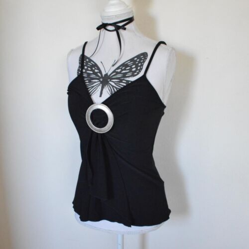Y2k 00s 2000s vintage strappy top with silver hardware detailing goth gothic ✣ - Picture 4 of 6