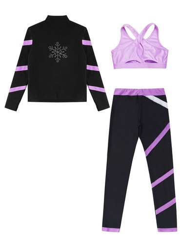 Child Girls Outfit 3Pcs Tracksuits Stripe Set Pants Vest Long Sleeve Leggings - Picture 38 of 47