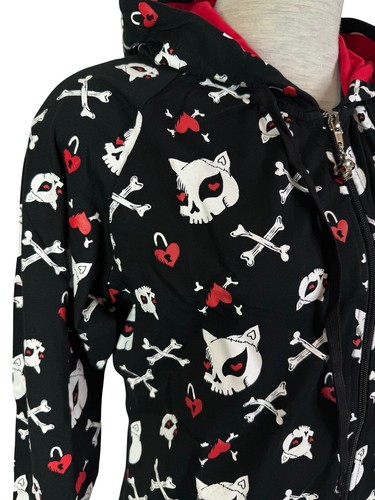 Sudadera con capucha negra Jawbreaker gótica punk rock emo gato calavera huesos - Imagen 5 de 16