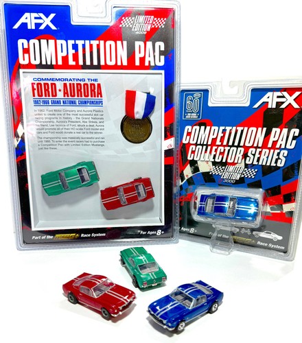 3pc Full Set 1966 FORD MUSTANG FASTBACK AFX Mega-G+ Slot Car Metallic Limtd. Ed. - Picture 1 of 9