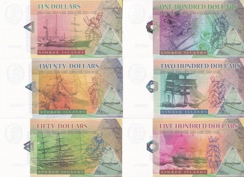 Nimrod Islands Set 6 10 20 50 100 200 500 Dollars 2018 Ababeel Parrot Fantasy - Picture 2 of 3