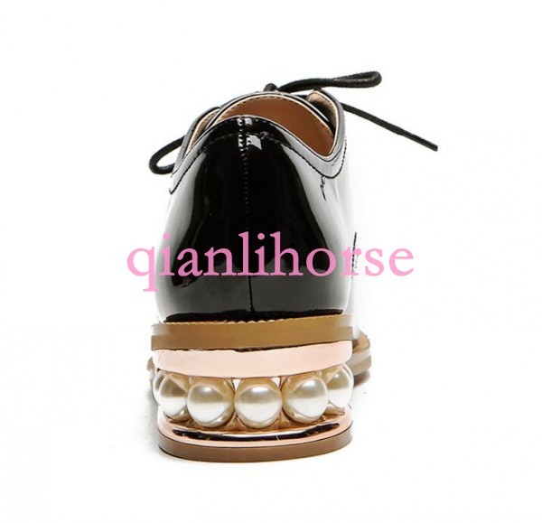 Real Patent Pelle Donna Brogue Dress Pearl Oxford Block Heel Dress Brogue Party Club Scarpe eb2887 Real Patent Pelle Donna Brogue Dress Pearl Oxford Block Heel Dress Brogue Party Club Scarpe eb2887
