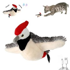 Interactive Flapping Bird Cat Toys Rechargeable Touch Activated Catnip Chirpi...