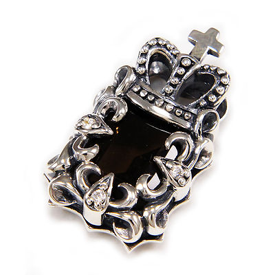 kor様　アクセサリー CROSS CROWN SMOKY QUARTZ 925 STERLING SILVER GOTHIC BIKER