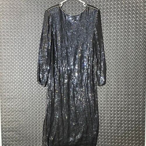 Vestido Vintage Jewel Queen Negro Elegante Lentejuelas Cuentas 100% Seda Para Mujer Talla M - Imagen 2 de 7
