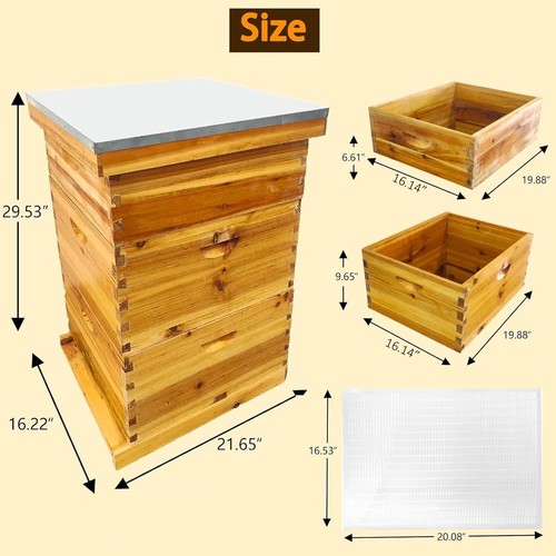 3-Layer Bee Hive Without Frames, LangstrothBeehive Kit Coated with 100% Beeswax - Picture 5 of 8