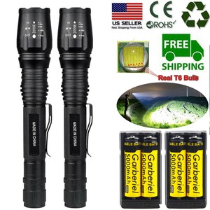 2Sets Tactical 990000LM 10W T6 LED Tactical Flashlight Torch + 18650 +US Charger