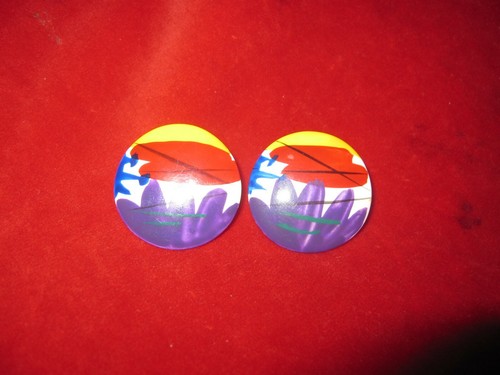 Round Art Deco Painted Pierced Earrings - Picture 6 of 9