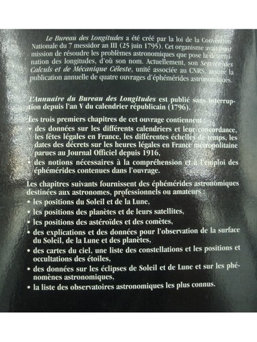ÉPHÉMÉRIDES ASTRONOMIQUES 1997 annuaire du bureau des longitudes - Masson - Imagen 2 de 3