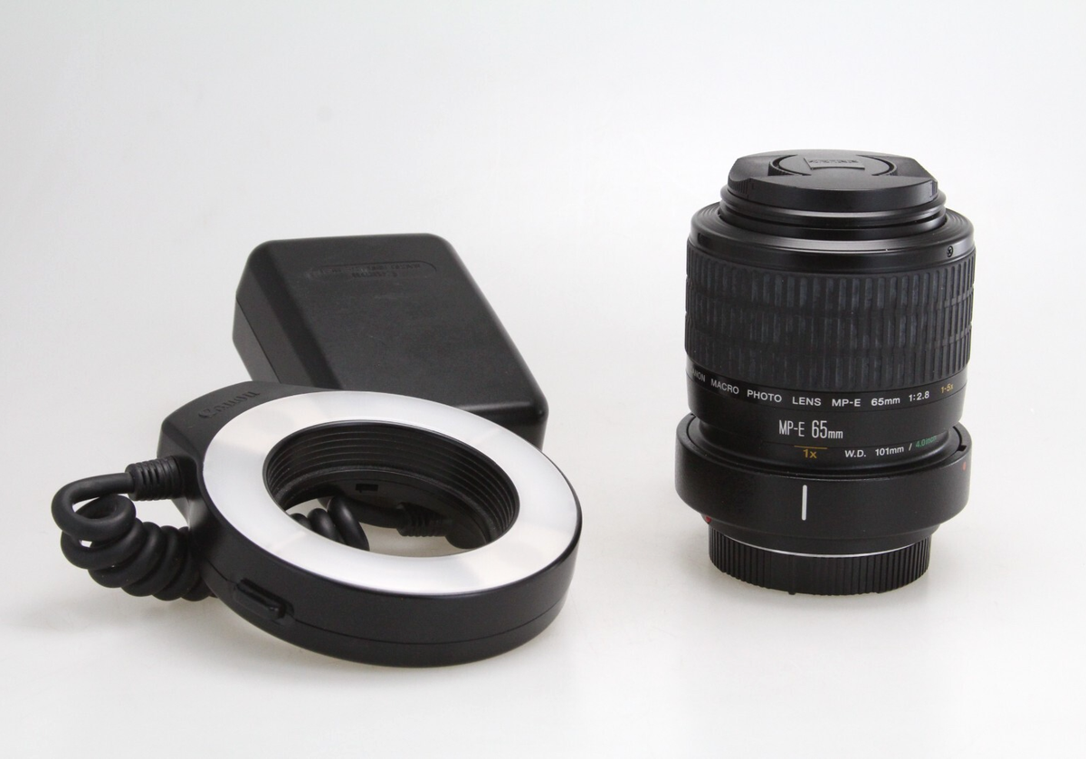 Canon MP-E 65mm f/2.8, 1-5x Macro Lens w/ ML - 3 Ring Light