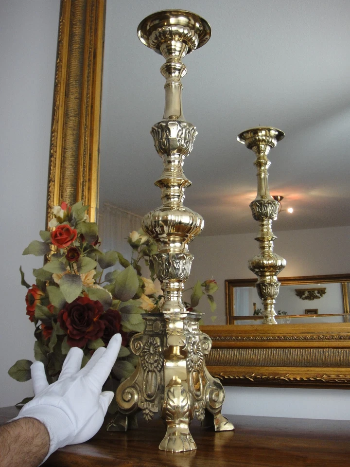 Kirchenleuchter Gold 68,5 cm Antik Barock Alu XL Kerzenleuchter Kerzenständer - Bild 2 von 4