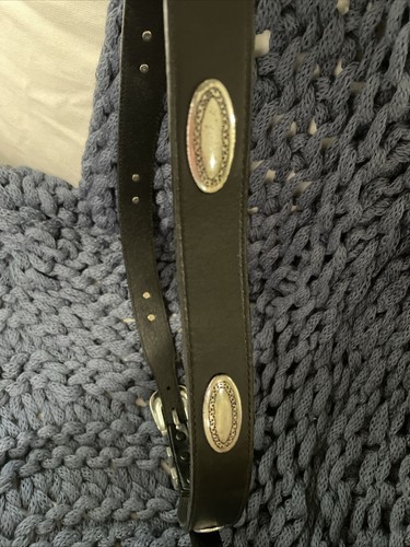 BRIGHTON 1.25” Smooth Black Leather Dress Belt Silver Accents 39103 Mens 38 - Picture 4 of 8