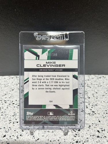 Topps Fire Green 2021/199 Mike Clevinger #164 - Imagen 2 de 3