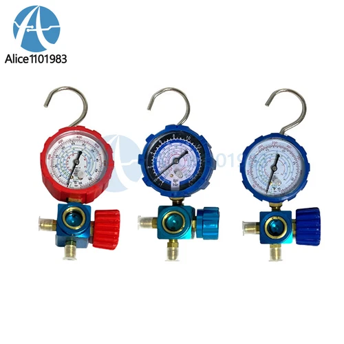 1/4" 800PSI Refrigerant Manometer Air Condition Pressure Gauge Manometer&Valve