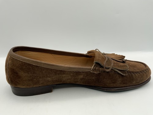 Salvatore Ferragamo Brown Kiltie Slip On Dress Loafers Shoes Sz 9 D Suede Italy - Picture 9 of 17