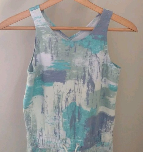 Athleta Girl Havin' A Great Time Romper Size Large 12 Blue Domino Texture Beach - Picture 2 of 8