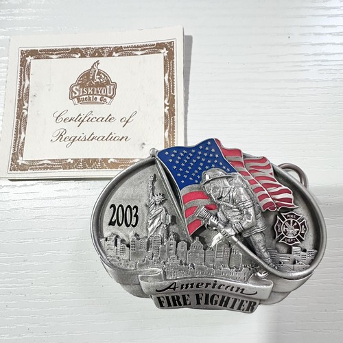 2002 American Fire Fighter September 11th 22nd Edition Hero Old Belt Buckle - Picture 4 of 9