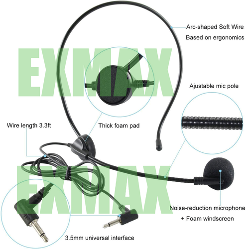 EXMAX 3.5MM Head-Mounted Headworn Wired Microphone for Wireless Tour-G System - Picture 2 of 17