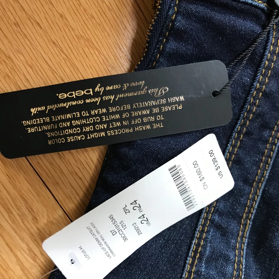 Bebe NWT Lace Up Denim Catsuit - Image 2 of 4