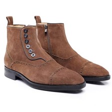 Retro British Western Mens Pointed Toe Chelsea Ankle Boots Real Suede Leather Sz