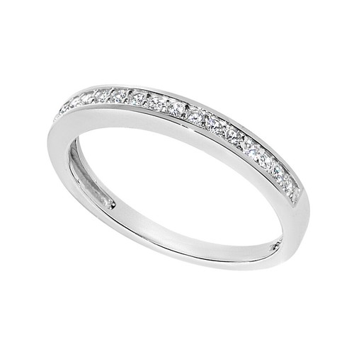 Edler Ehering Sterne 14k Weißgold 1/5ct rund Diamant CZ Kanalbesatz - Bild 3 von 8